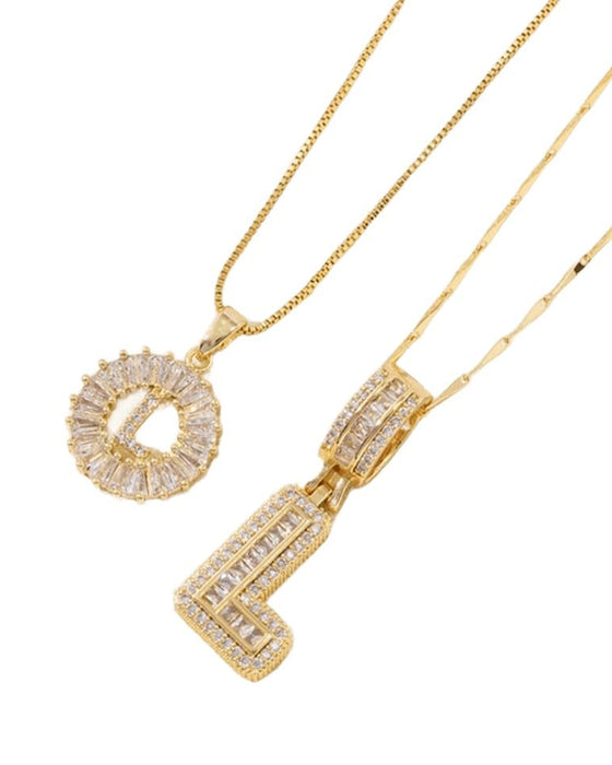 Initial Letter Pendant Necklaces -2 Pack