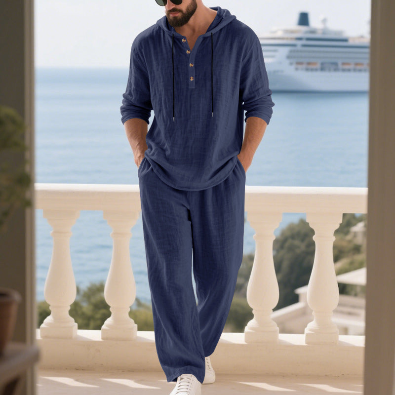 Fashion Men's Casual Long Two-Piece Set