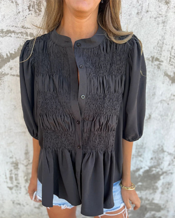 Casual Fashion Short Sleeve Solid Color Blouse