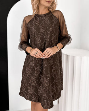 Long-Sleeved Rhinestone Dress