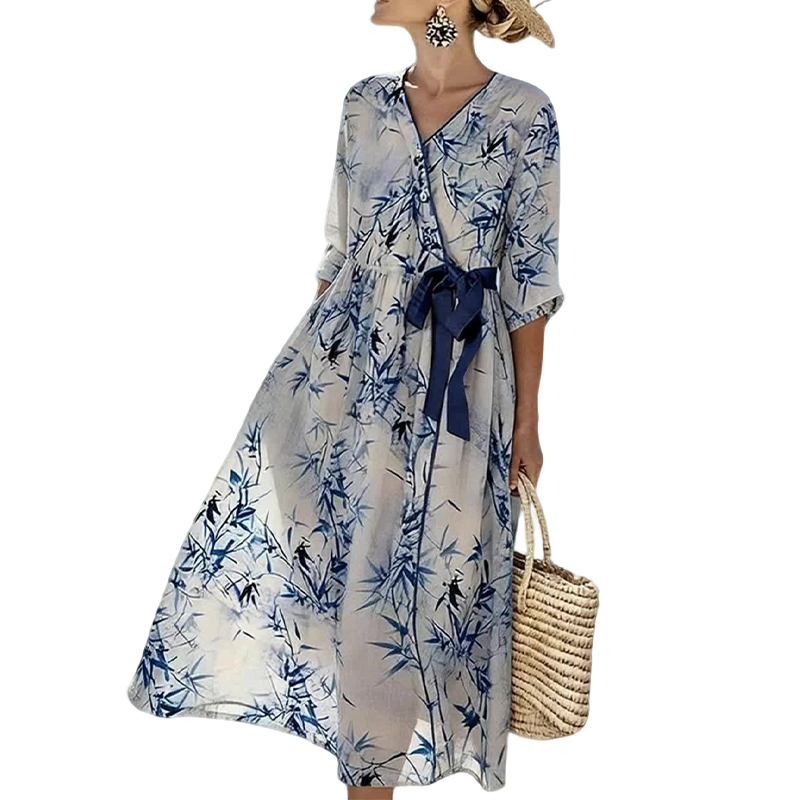 Printed Tie Loose Dress