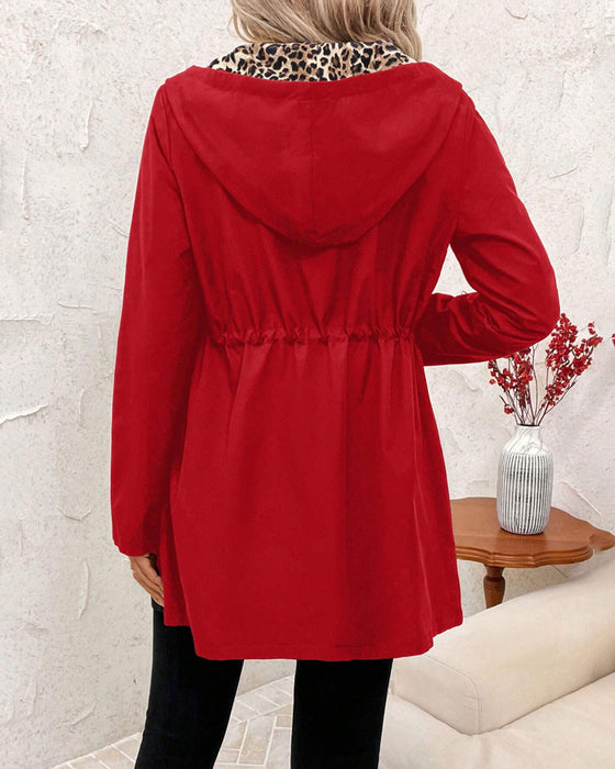 Hooded Reversible Leopard Print Coat