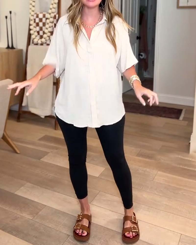 Solid Button-Down Collar Shirt