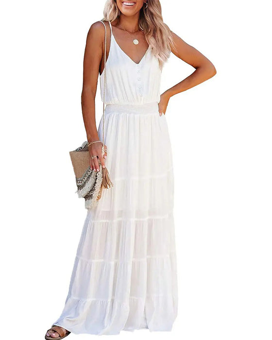 Tiered Cake Spaghetti Strap Maxi Dress