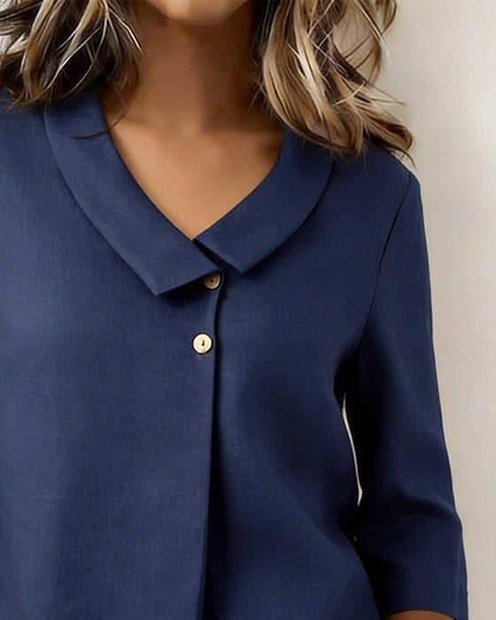 Lapel Button Babydoll Blouse