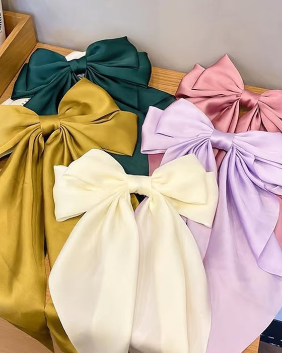 🔥Large Bow Hair Clip for Women – Wedding & Everyday Ponytail Accessory with Long Tail