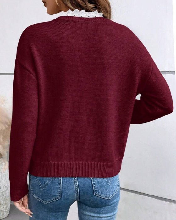 Nawarat Knitted Sweater With Lace