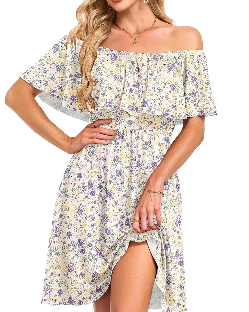 Floral Off-Shoulder Midi Dress