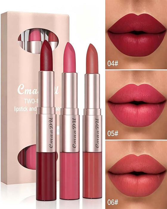 2-in-1 Dual-Ended Lipstick and Lip Gloss Set