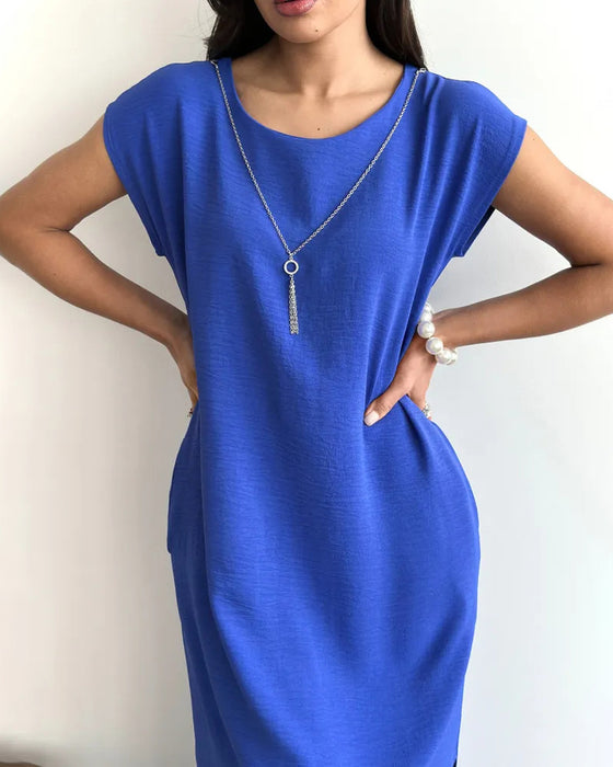 Midi Length Slit Loose Dress