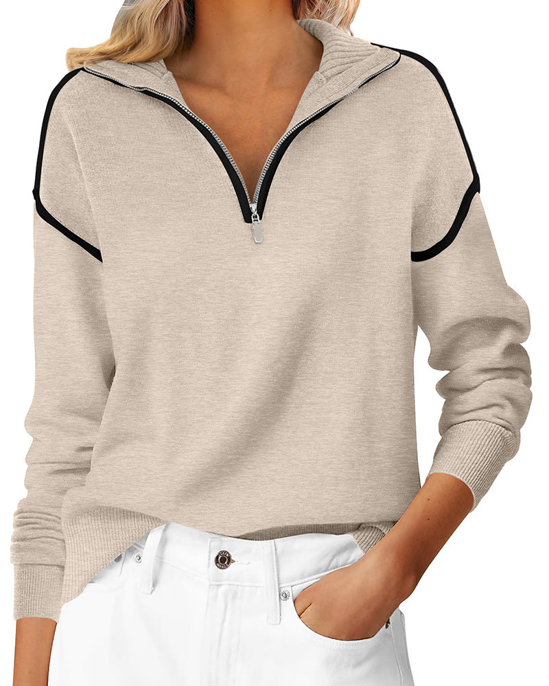 Lapel Zip Line Sweatshirt