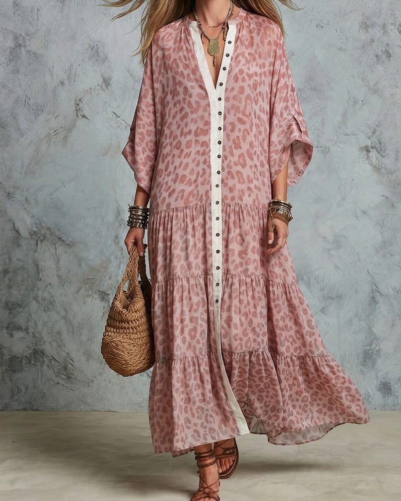 V-Neck Leopard Print Dress