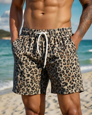 Men's Leopard Print Beach Shorts