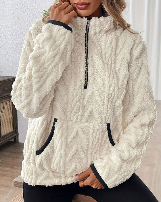 Half-Zip Fleece Big Pocket Sweatshirt
