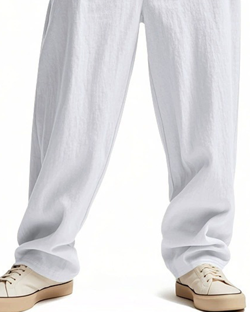 Casual Solid-Color Straight-Leg Pants