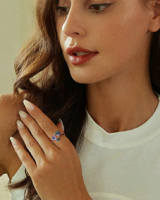 Flower & Bird Adjustable Ring