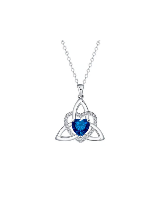 Birthstone Celtic Trinity Knot Heart Necklace✨ Heart Shape Celtic Trinity Knot Birthstone Pendant