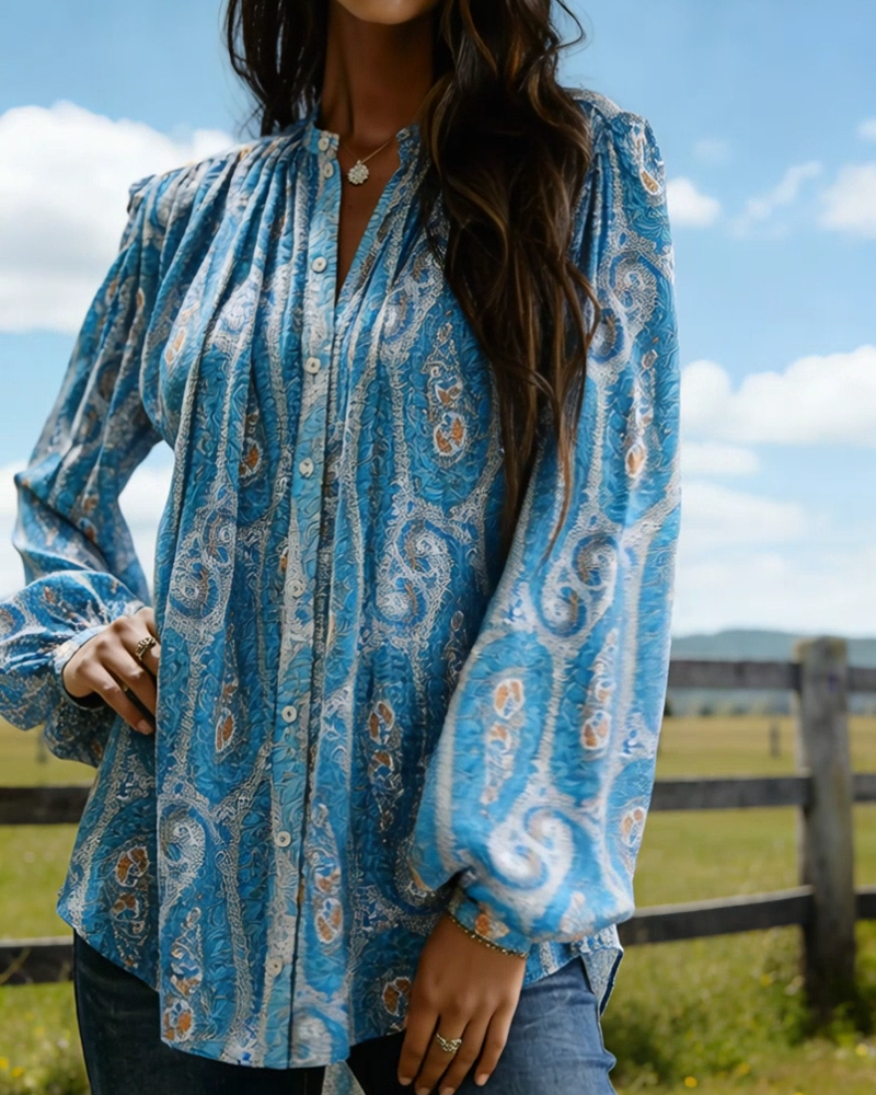 Boho Cashew Flower Print Blouse