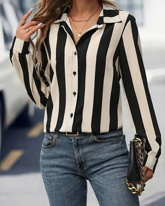 Vertical Striped Collar Button-Down Shirt