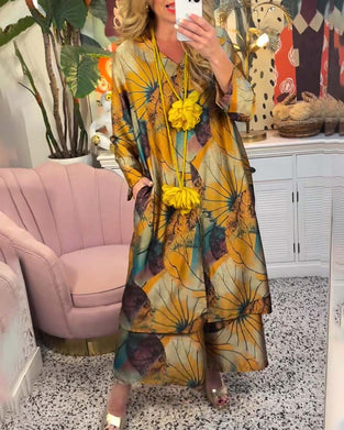 Retro loose print casual set