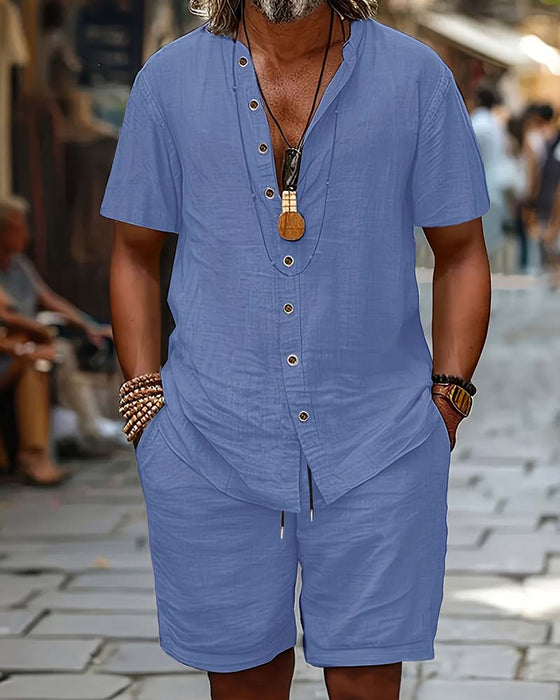 Men's Short Sleeve Shirt And Short Set