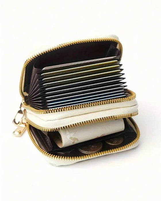 Rfid Blocking Card Holder Double Zipper Wallet