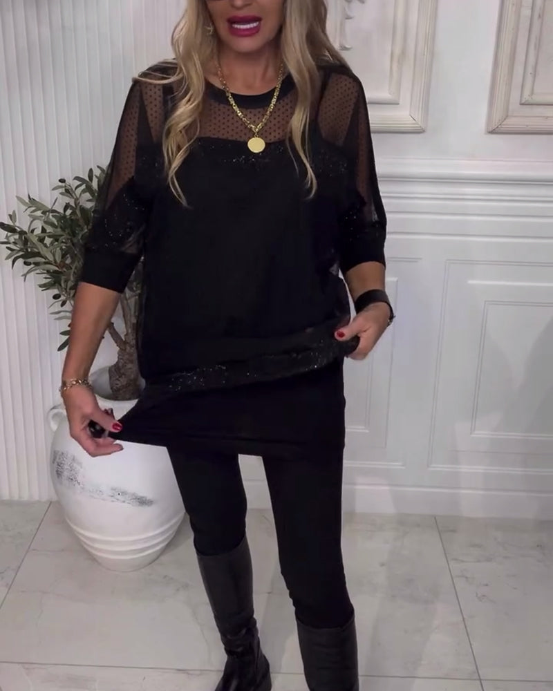 Patchwork Long Sleeve Blouse