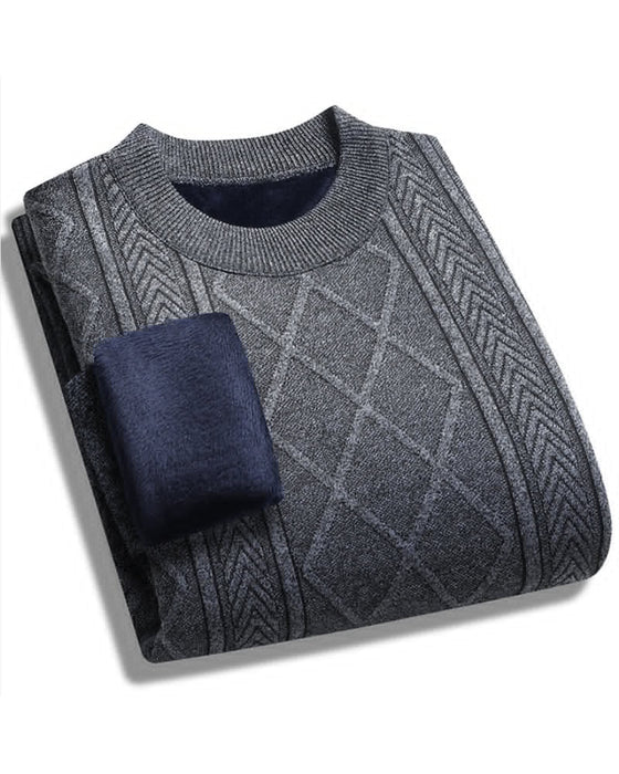 Men's Winter Plush-Lined Warm Knitted Sweater