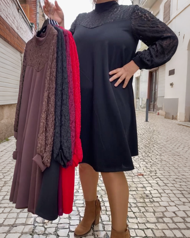 Fashionable Lace Patchwork Dress