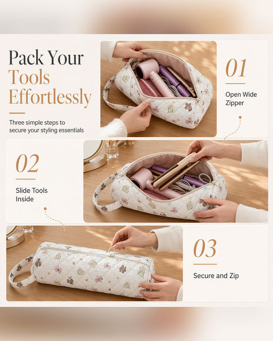 Portable Quilted Travel Storage Bag