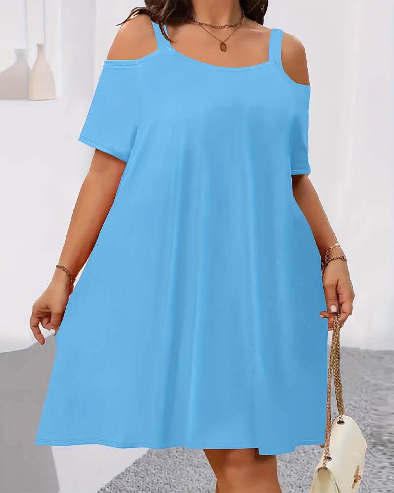 Solid Color Off-Shoulder A-Line Dress