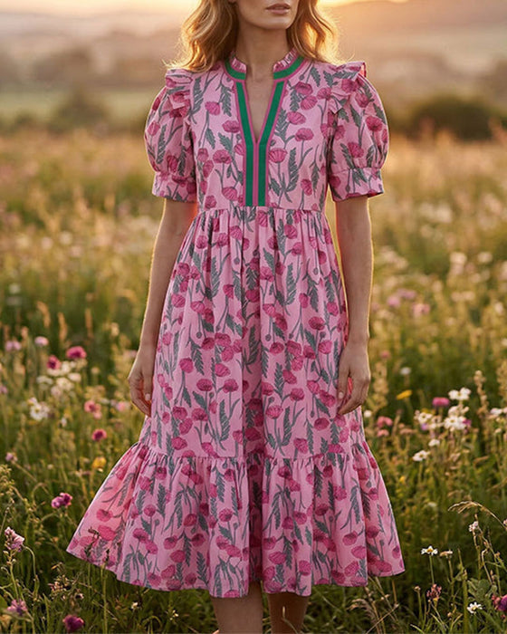 High-Waist Printed Dress