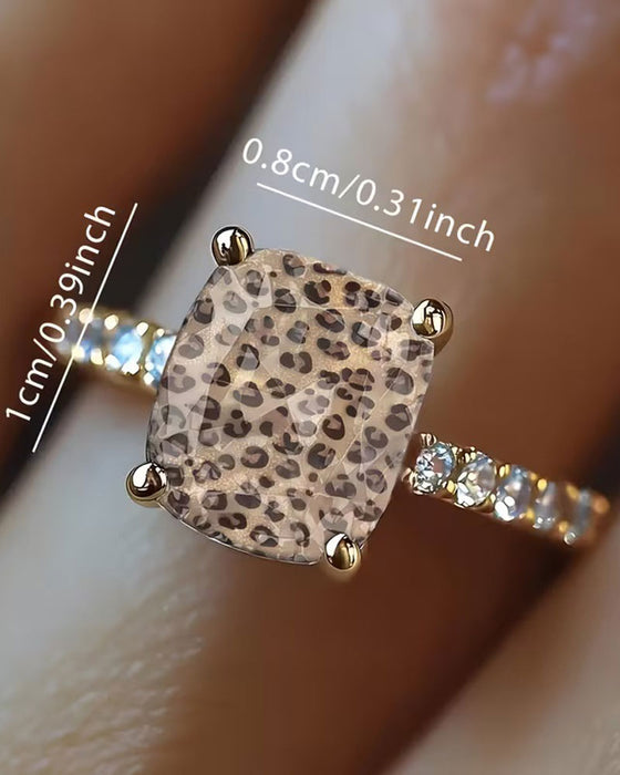 Leopard Print Square Statement Ring