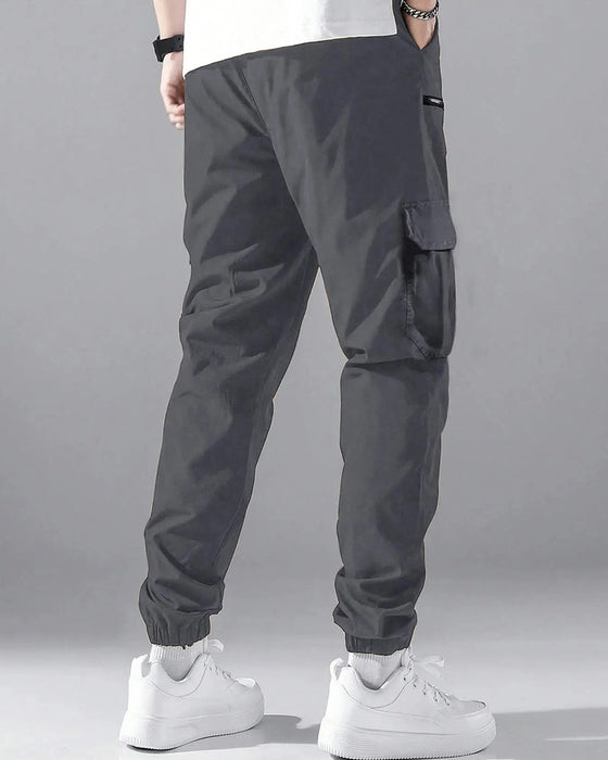 Pocket Drawstring Zipper Men's Cargo Pants