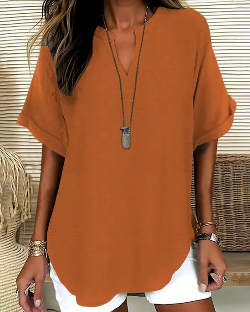Loose Solid Color Women's Casual Blouse