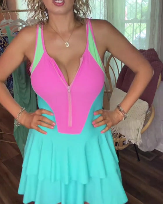 Sport Color Block Swimdresse