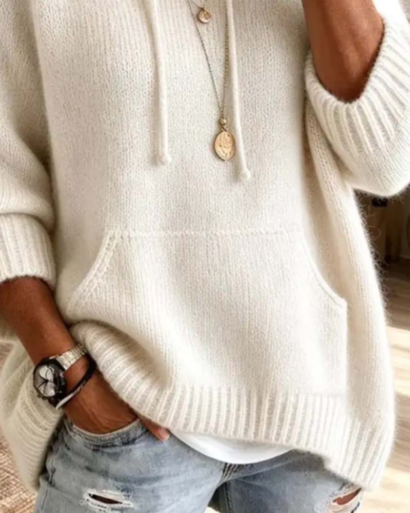 Hooded Hollow Out Pocket Pullover