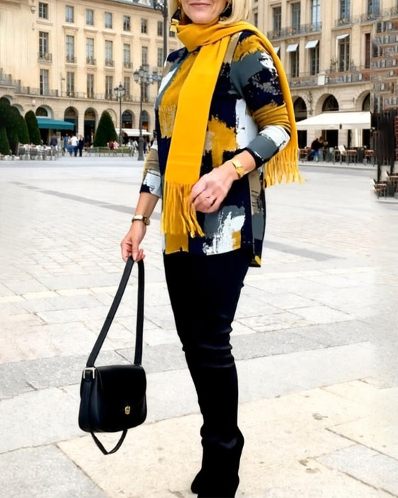 Fashionable Long-Sleeved Printed T-Shirt