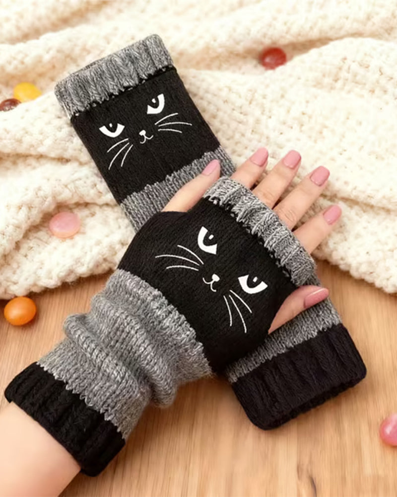 Cat Fingerless Gloves