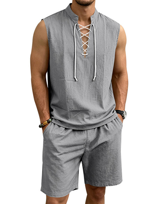 Men's V-Neck Two-Piece Set