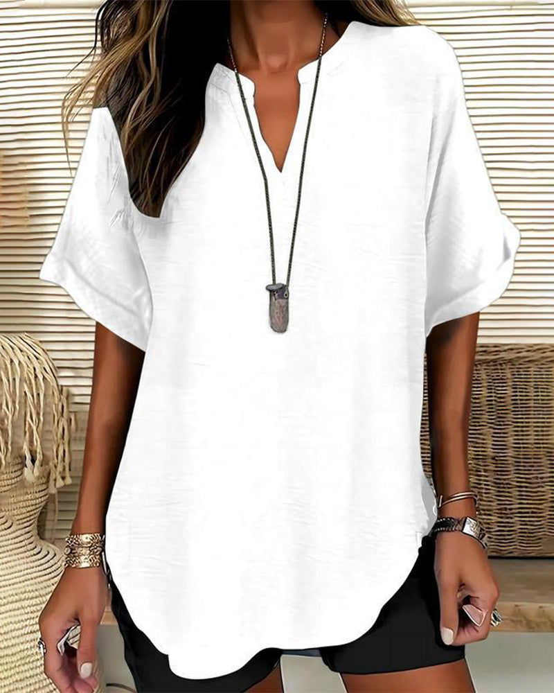 Loose Solid Color Women's Casual Blouse
