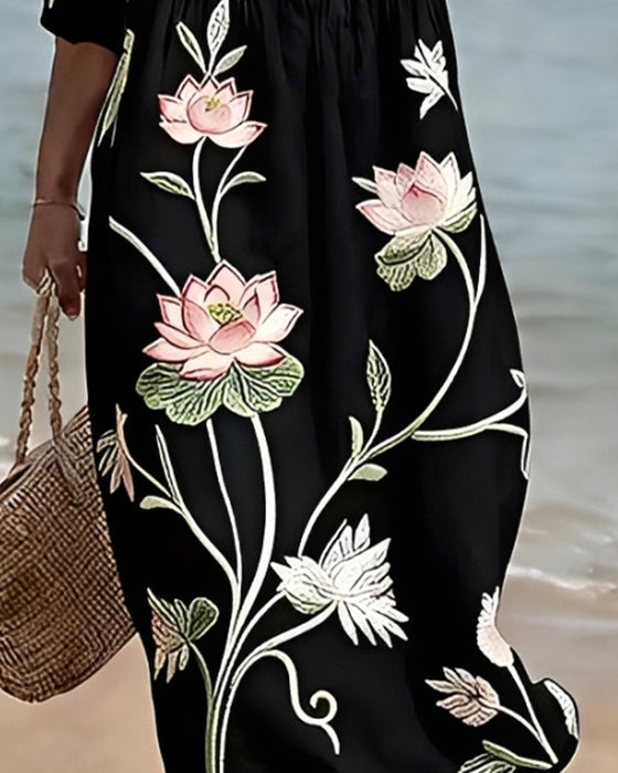 Floral Round Neck Dress