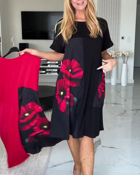 Stylish Floral Short Sleeve Dress