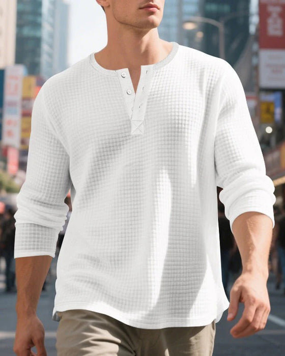 Men's Solid Color Long Sleeve Top