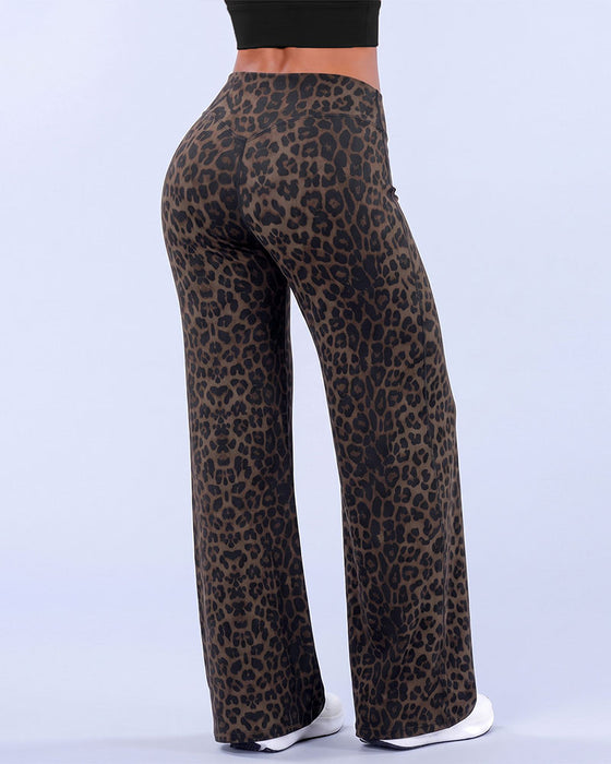 Women’s Leopard Print Wide Leg Athletic Pants