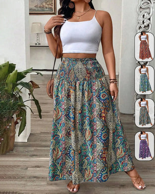 Casual High Waist Printed Skirt