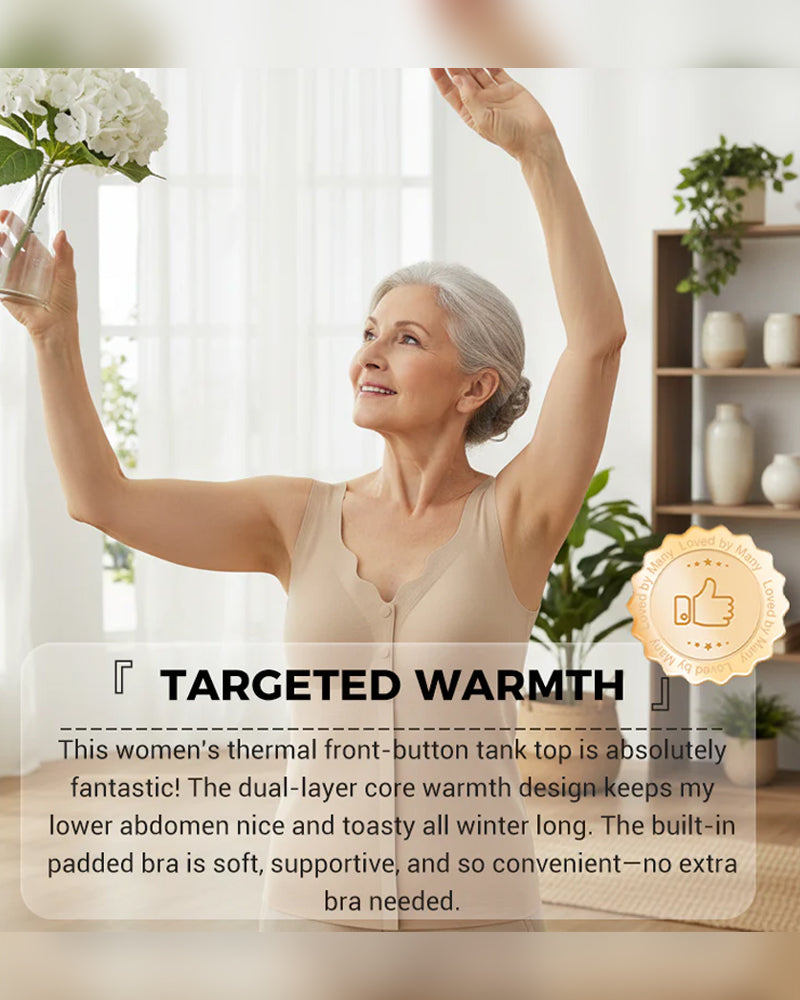 Thermal Front Buttons Integrated Bra Tank Top