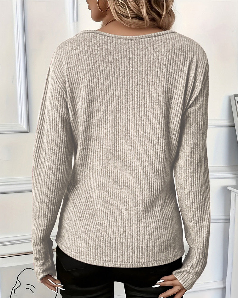 Casual Long Sleeve Zip Top