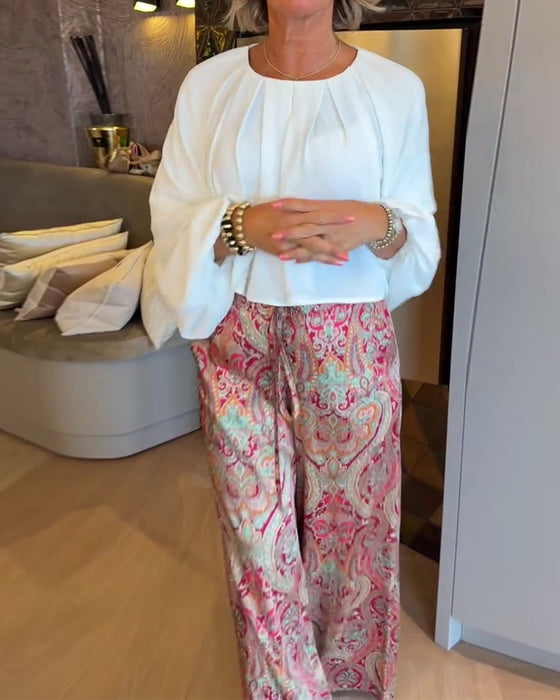 French Puff Sleeve Cropped Blouse