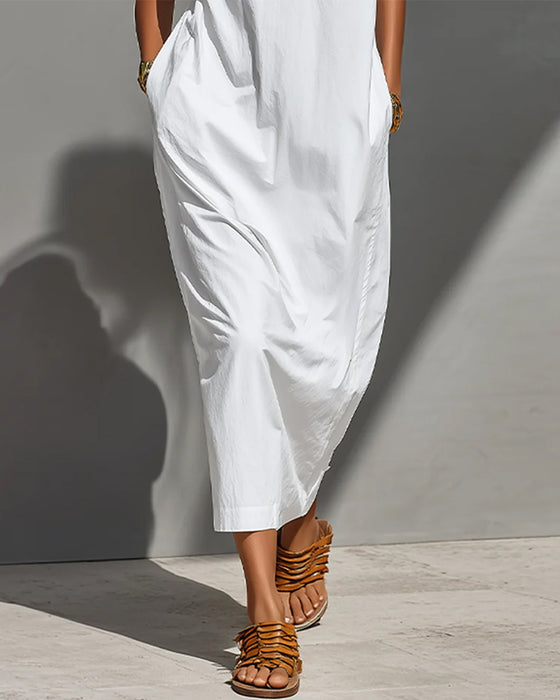 Lapel Zipper Pocket Dress